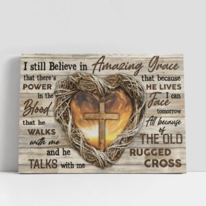 Christian Canvas Wall Art, Jesus Heart Cross…