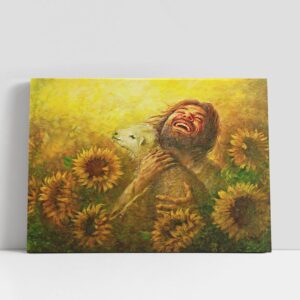 Christian Canvas Wall Art, Jesus Holding Lamb…