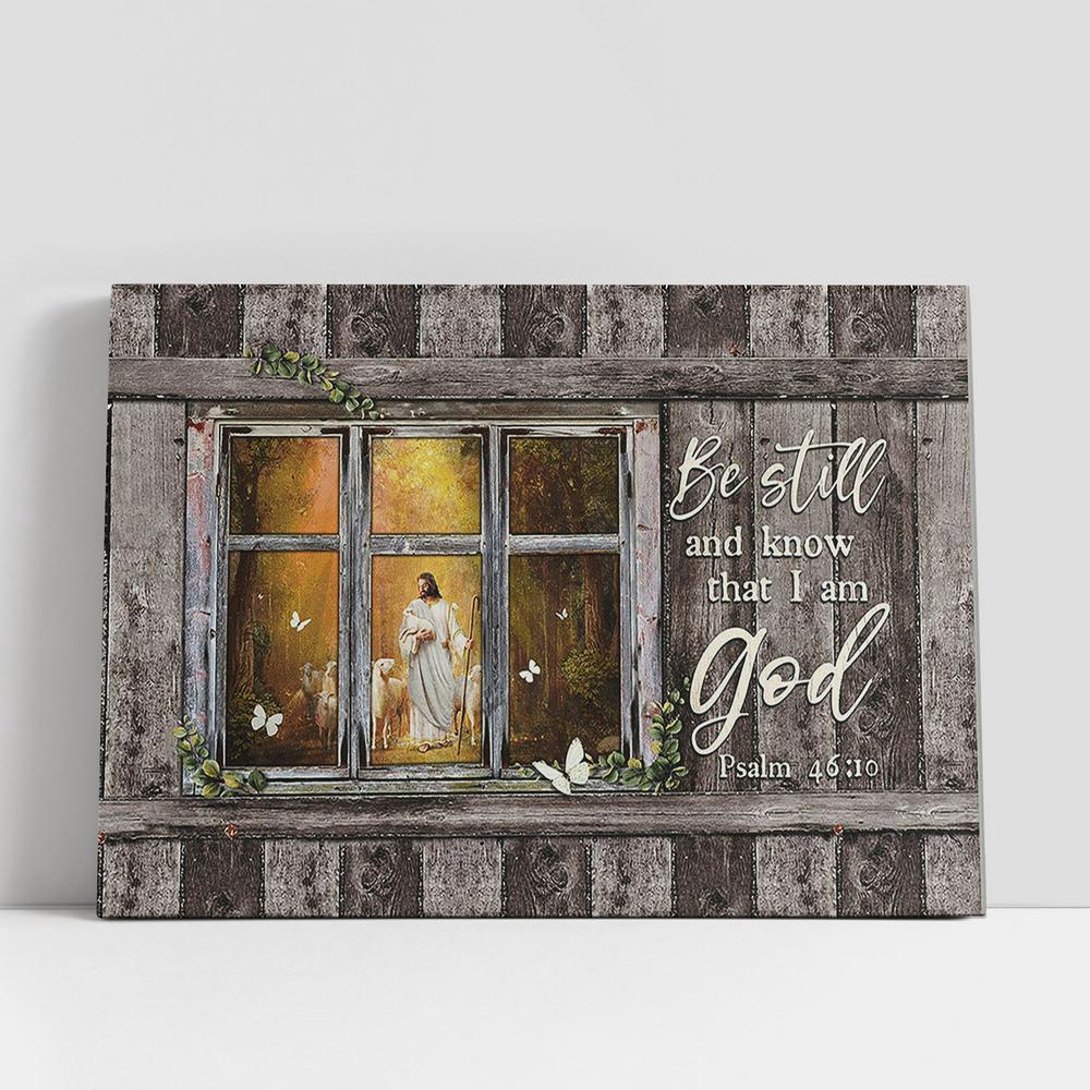 Christian Canvas Wall Art, Jesus In The Forest With The Lambs Canvas, Be Still And Know That I Am God Canvas Art Decor, Christian Canvas Art