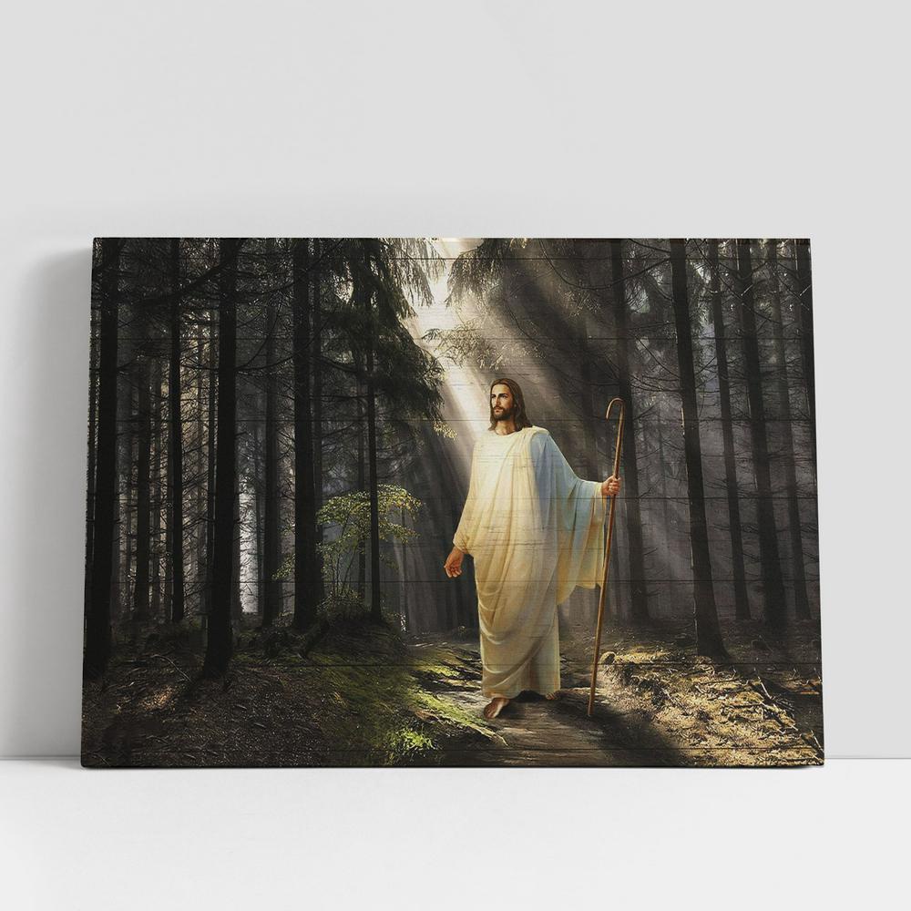 Christian Canvas Wall Art, Jesus Light In Miracle Forest Canvas Art Decor, Christian Canvas Art