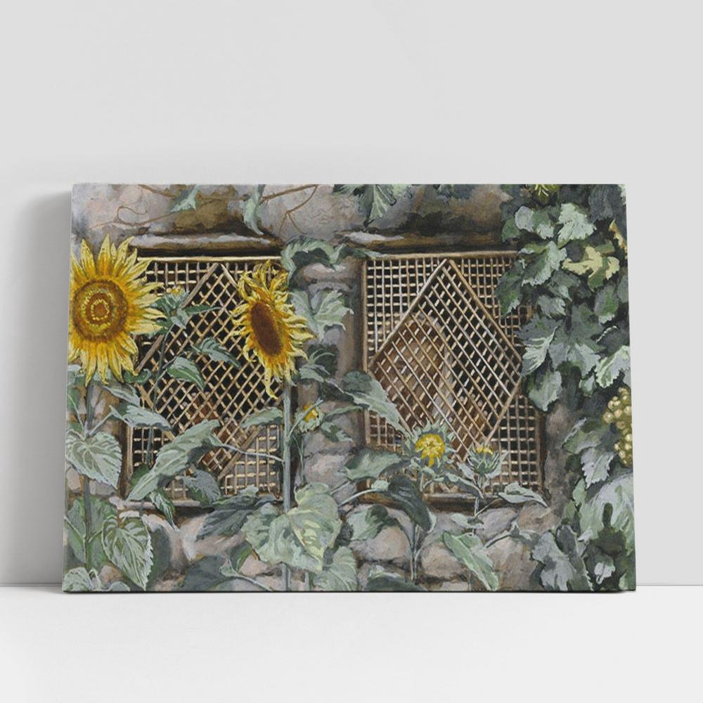 Christian Canvas Wall Art, Jesus Looking Through A Lattice Canvas Art Decor, Christian Canvas Art