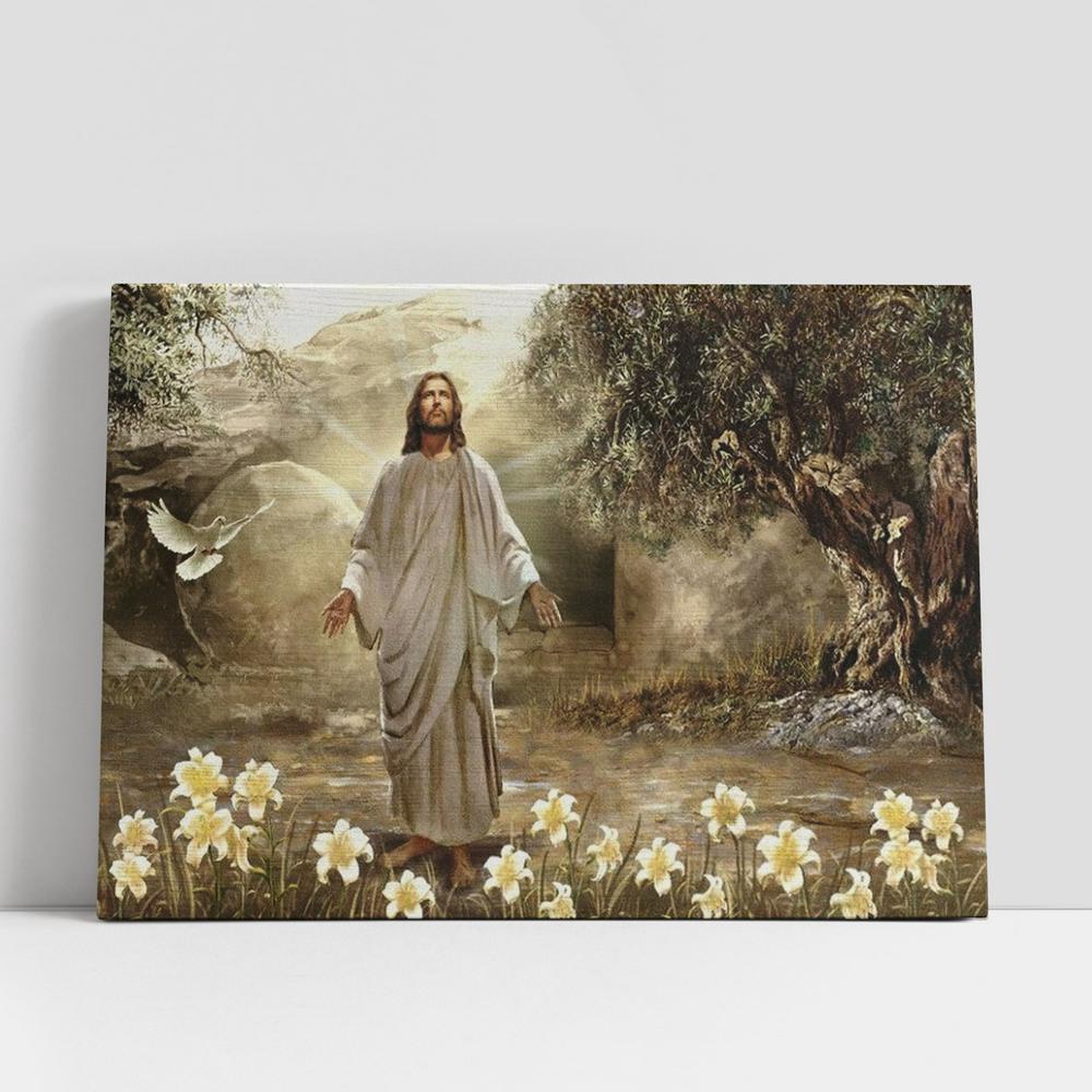 Christian Canvas Wall Art, Jesus Painting, Dove Of Peace, Meadow Landscape, A New Day Has Come Canvas Poster, Christian Canvas Art