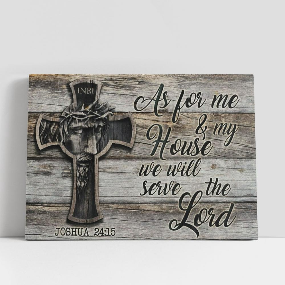 Christian Canvas Wall Art, Jesus Painting Inri We Will Serve The Lord Canvas Poster, Christian Canvas Art