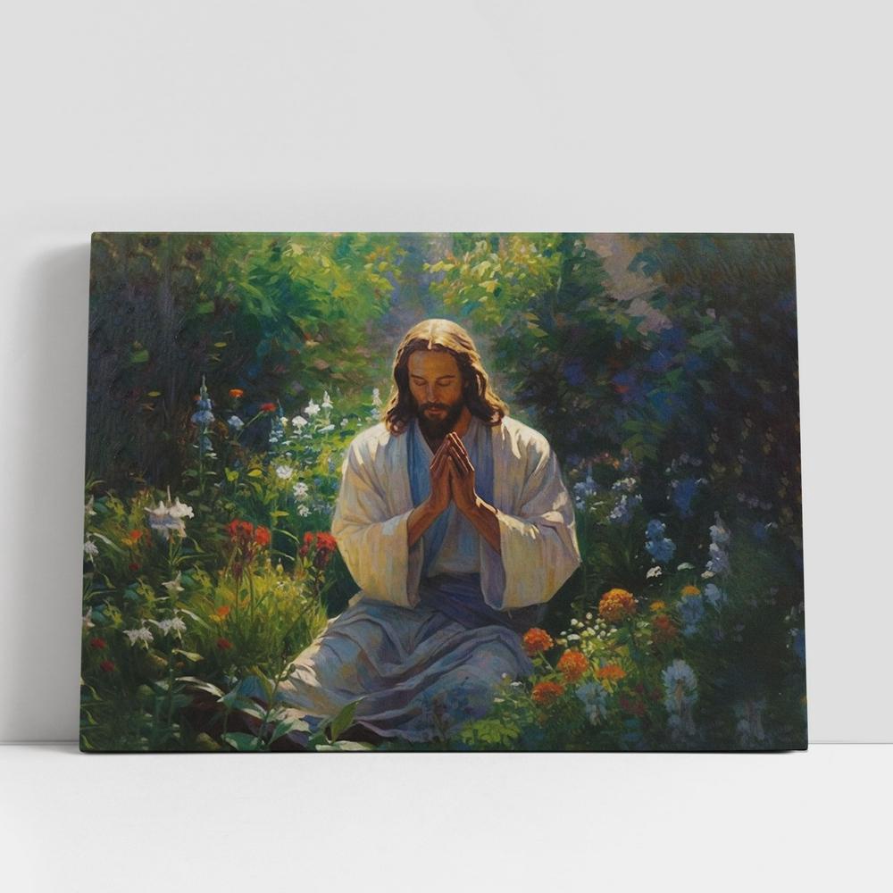 Christian Canvas Wall Art, Jesus Praying In The Garden Canvas Prints, Jesus Christ Picture, Jesus Canvas Art, Christian Canvas Art