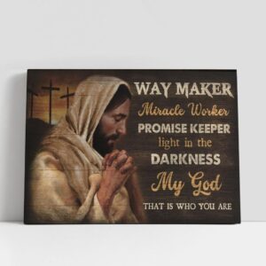 Christian Canvas Wall Art, Jesus Praying Way…