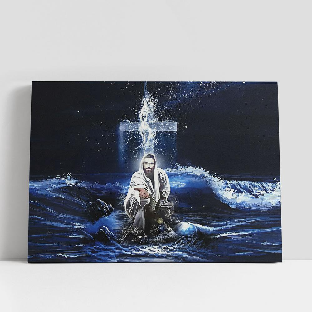 Christian Canvas Wall Art, Jesus Saves, Jesus Gives His Hand Canvas Prints, Christian Canvas Art