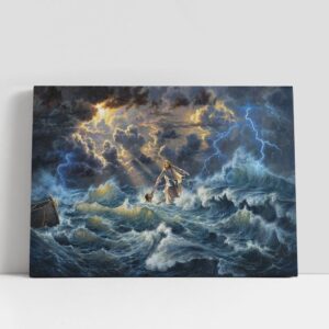 Christian Canvas Wall Art, Jesus Saves Peter…