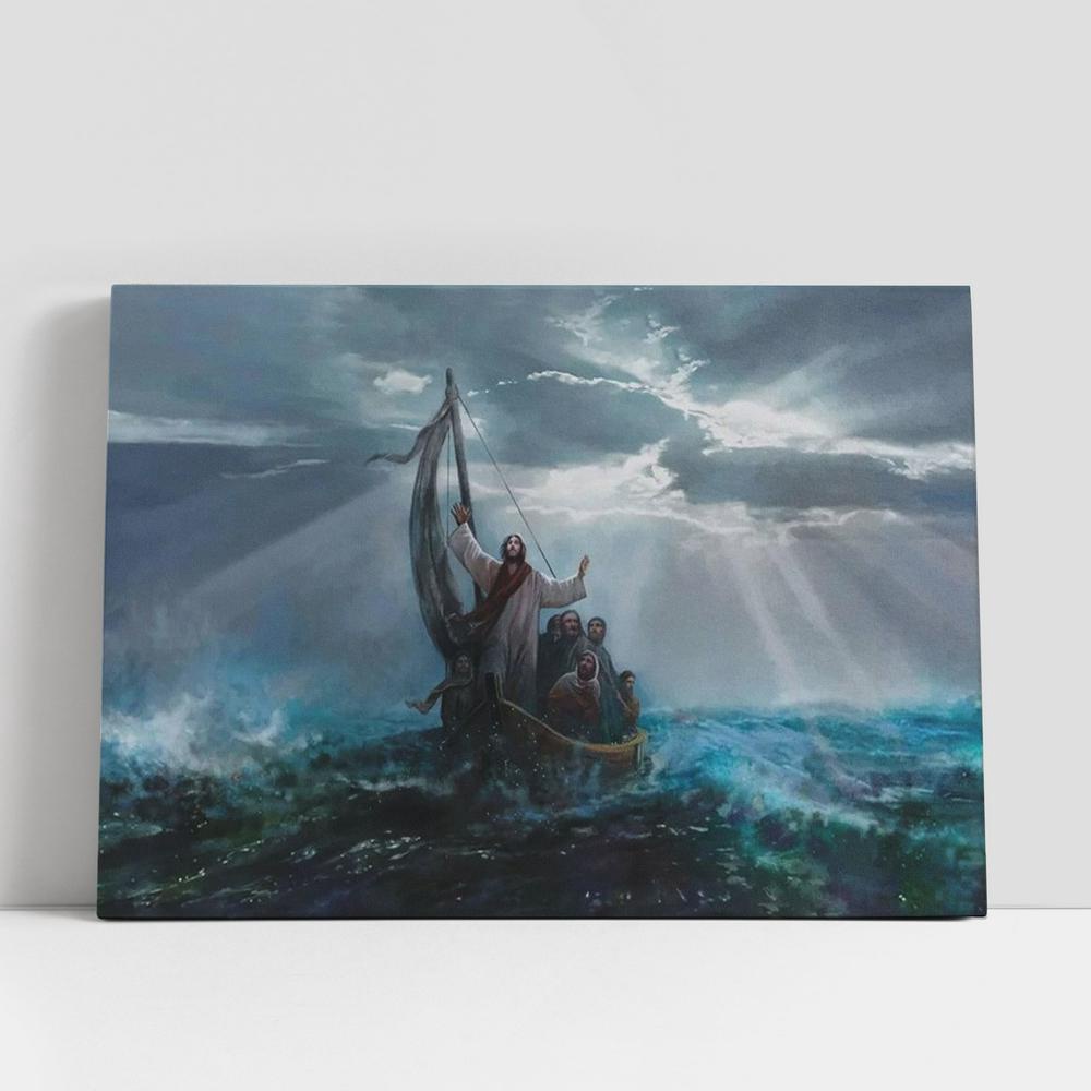 Christian Canvas Wall Art, Jesus Saving On The Beach Large Canvas, Christian Canvas Art