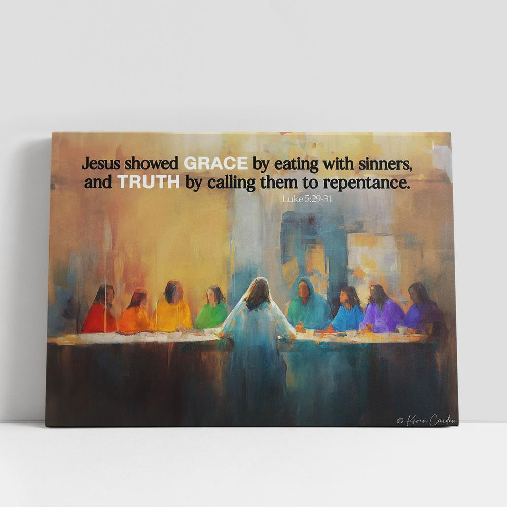 Christian Canvas Wall Art, Jesus Showed Grace Truth Canvas Prints, Jesus Christ Picture, Jesus Canvas Art, Christian Canvas Art