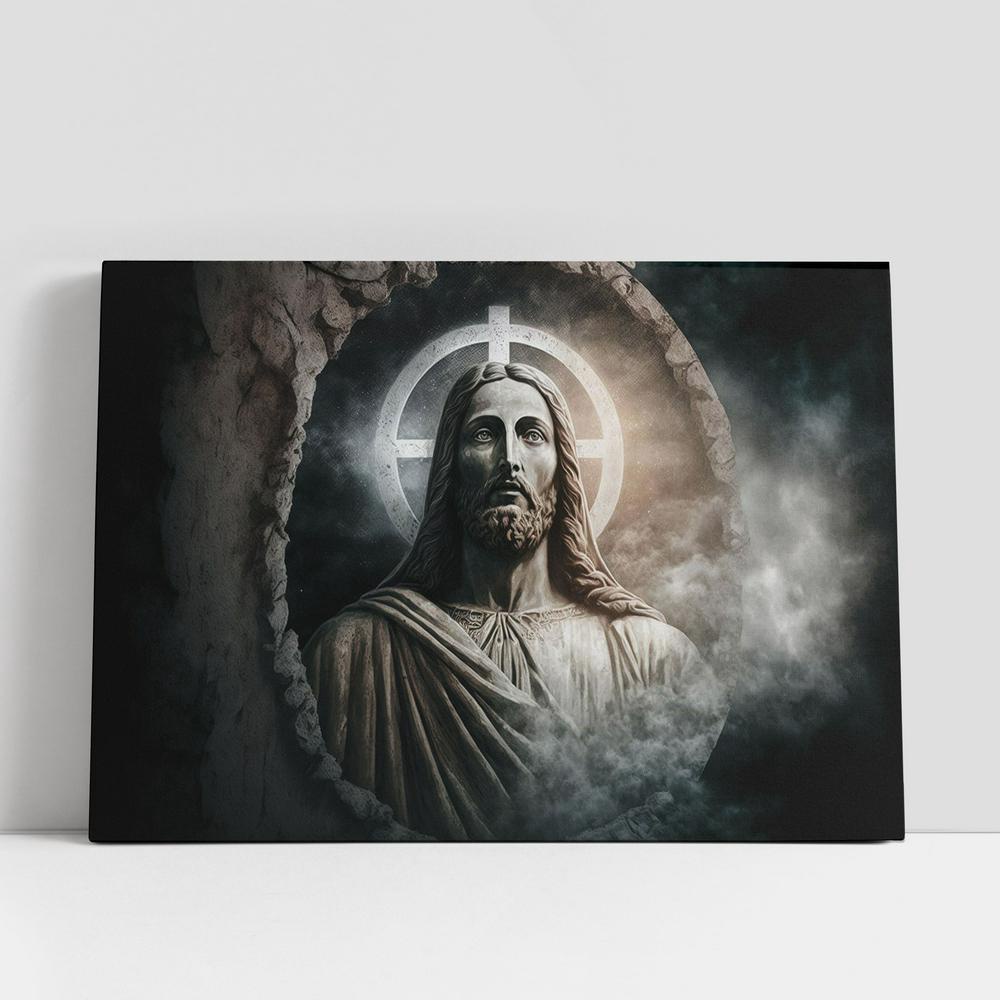 Christian Canvas Wall Art, Jesus Stone Historical Religious Event Canvas Pictures, Faith Art, Christian Canvas Art