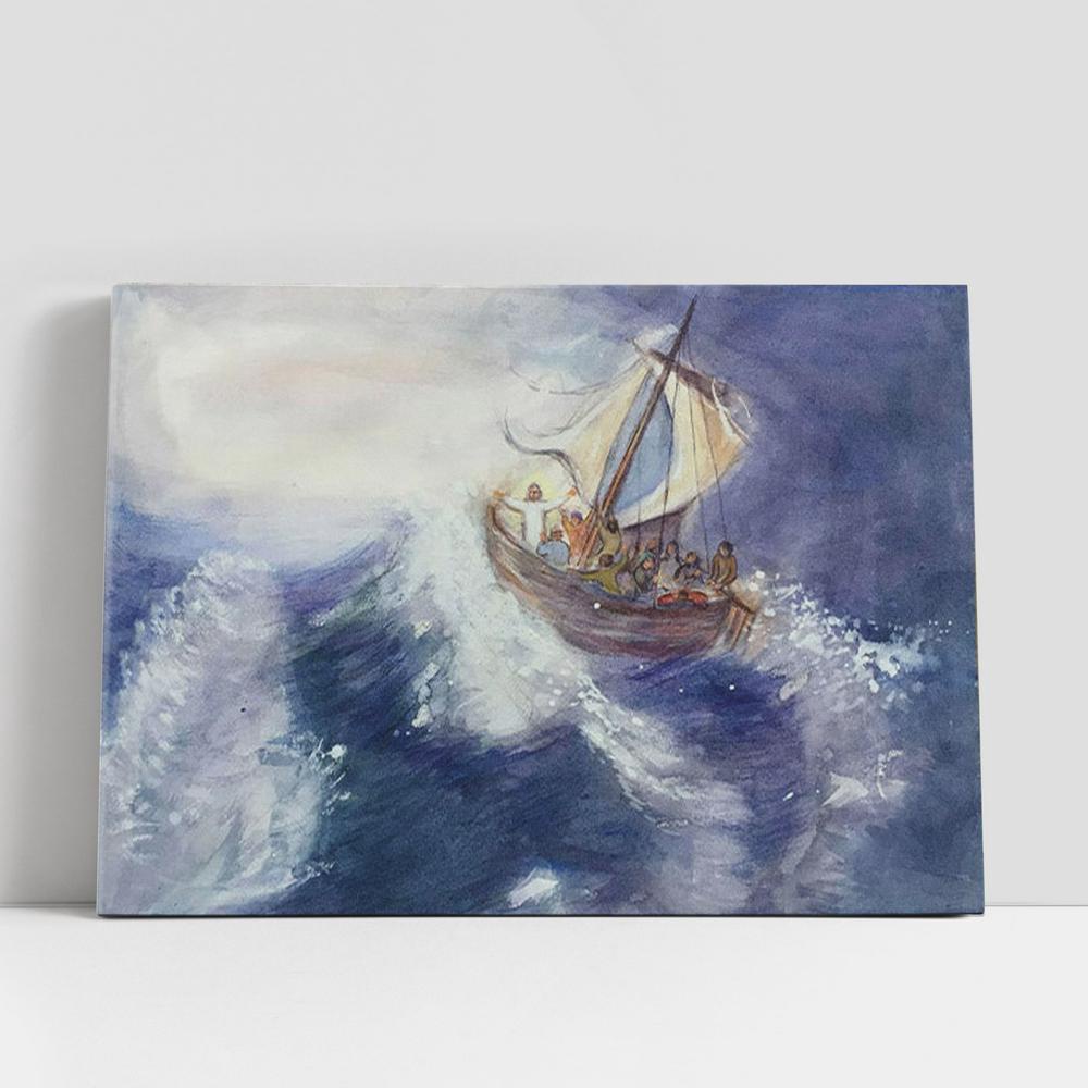 Christian Canvas Wall Art, Jesus Storm On The Sea Canvas Prints, Christian Gifts Home Decor, Christian Canvas Art