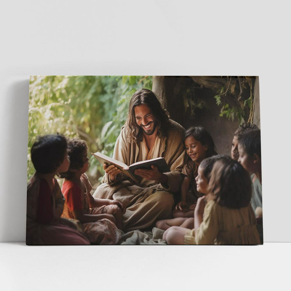 Christian Canvas Wall Art, Jesus Teaches The Children Picture Canvas Prints, Jesus Christ Picture, Jesus Canvas Art, Christian Canvas Art