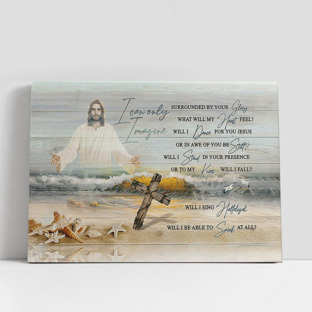 Christian Canvas Wall Art, Jesus The Rugged Cross I Can Only Imagine Canvas Art Decor, Christian Canvas Art