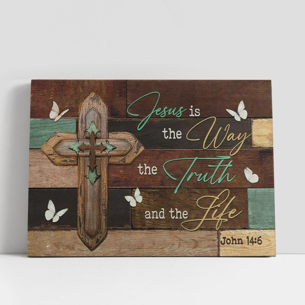 Christian Canvas Wall Art, Jesus The Way The Truth And The Life John 146 Wall Art Canvas Decor, Scripture Canvas Prints, Christian Canvas Art