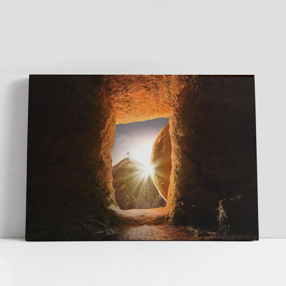 Christian Canvas Wall Art, Jesus Tomb Canvas Pictures, Faith Art, Christian Canvas Art