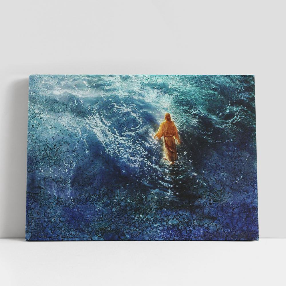 Christian Canvas Wall Art, Jesus Walk On Water Canvas Painting, Jesus Christ Picture, Christian Gifts Home Decor, Christian Canvas Art