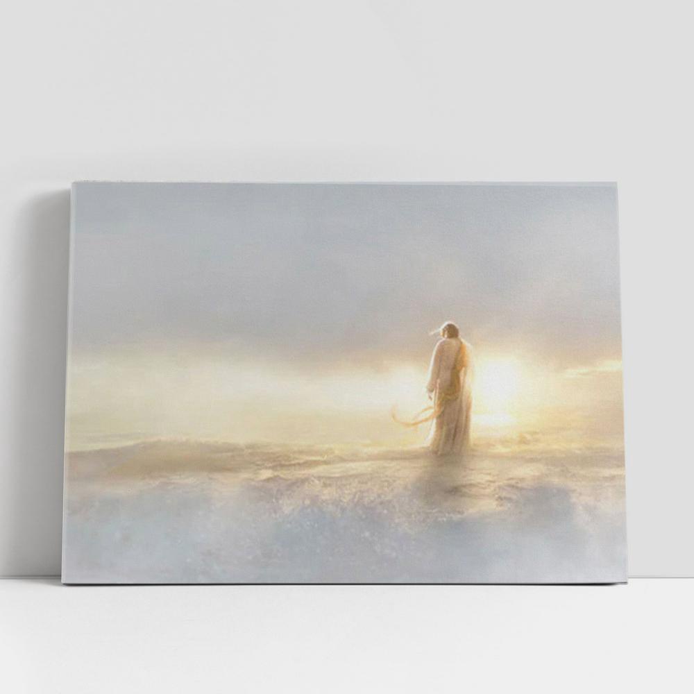 Christian Canvas Wall Art, Jesus Walking On The Water Canvas Art Decor, Christian Canvas Art