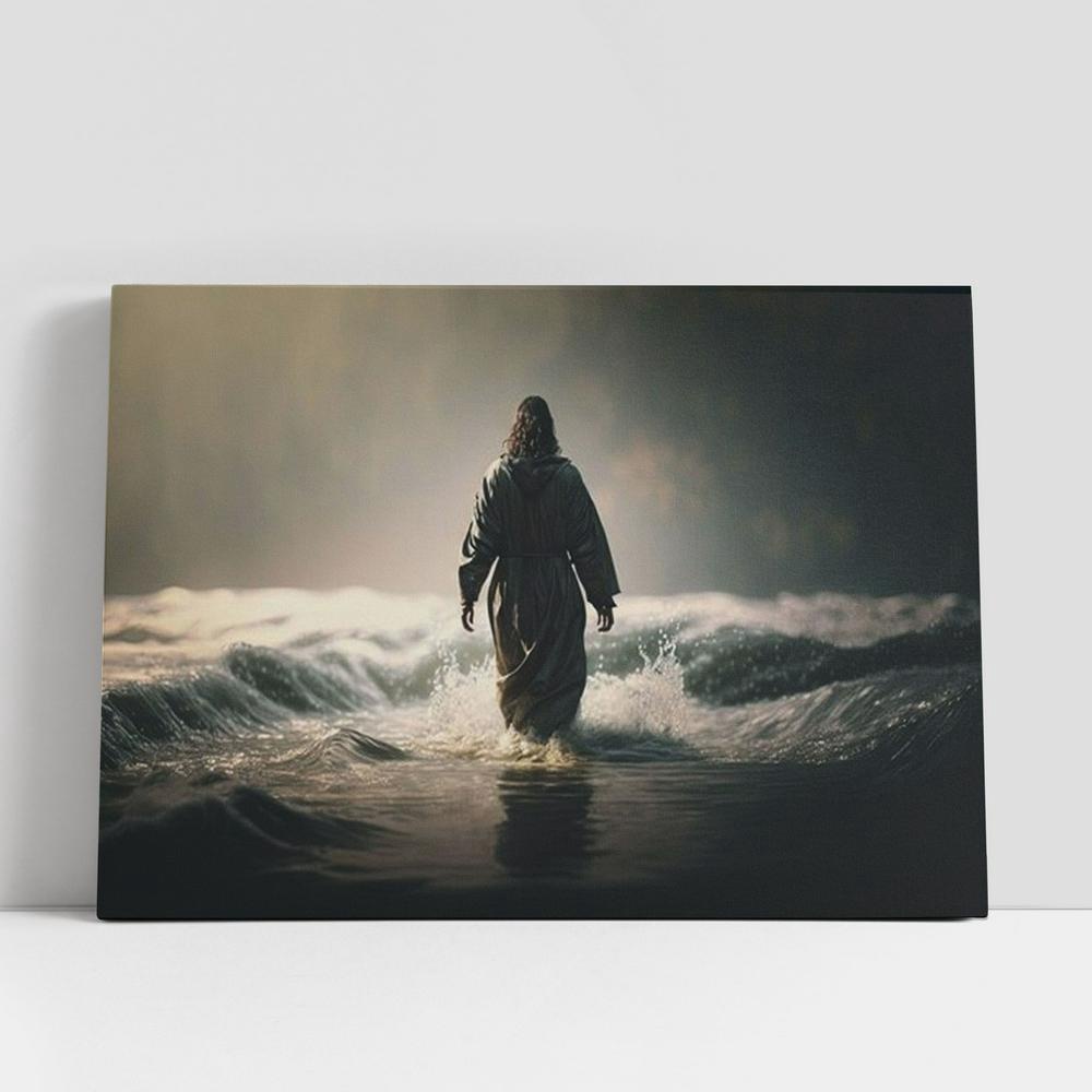 Christian Canvas Wall Art, Jesus Walking On Water Canvas Pictures, Jesus Christ Picture, Christian Gifts Home Decor, Christian Canvas Art