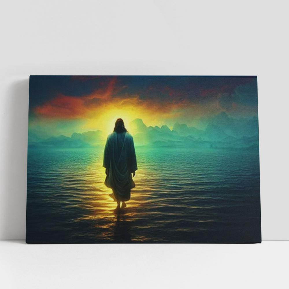Christian Canvas Wall Art, Jesus Walking On Water Canvas Wall Art, Jesus Christ Picture, Christian Gifts Home Decor, Christian Canvas Art