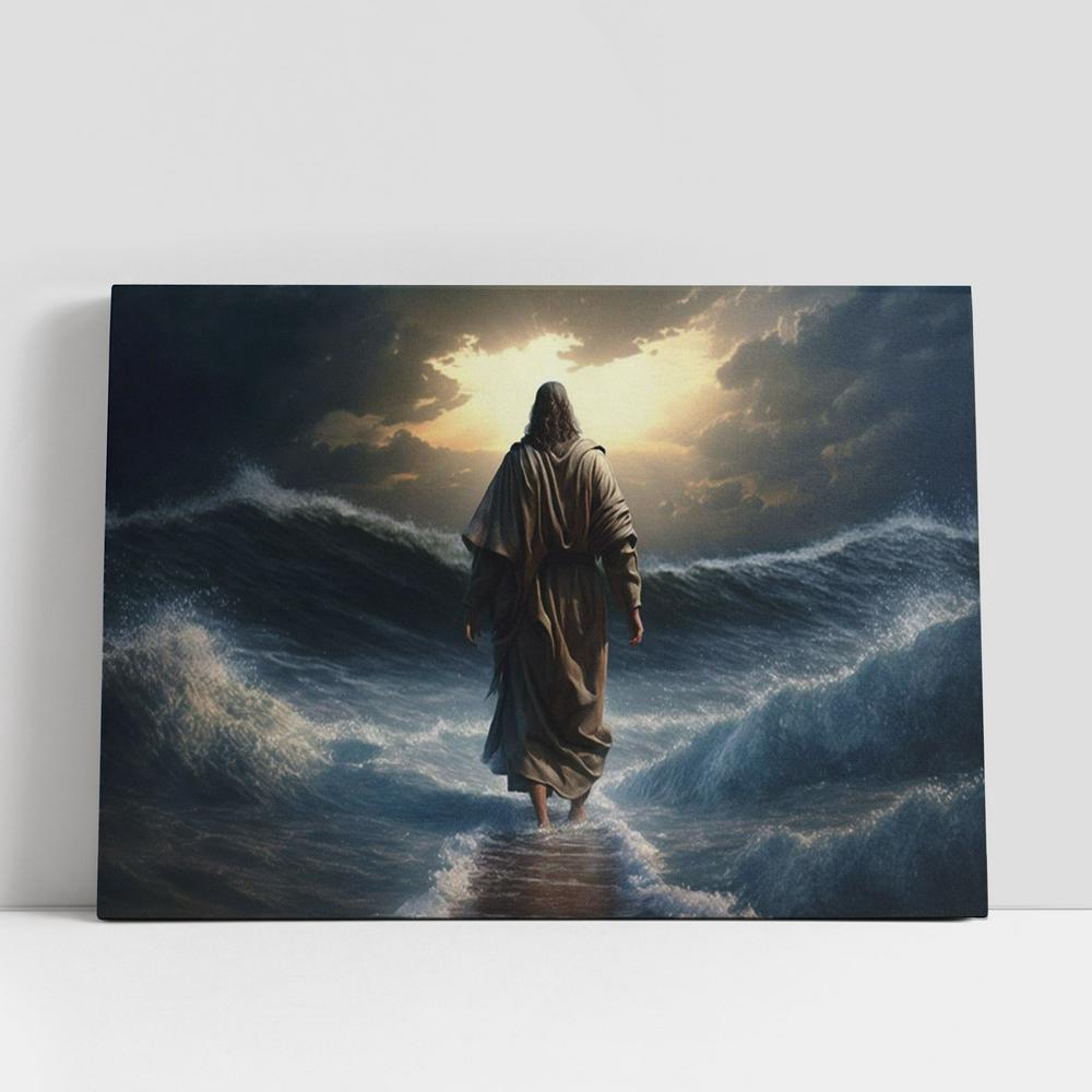 Christian Canvas Wall Art, Jesus Walking Water 1 Canvas Pictures, Faith Art, Christian Canvas Art