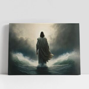 Christian Canvas Wall Art, Jesus Walking Water…