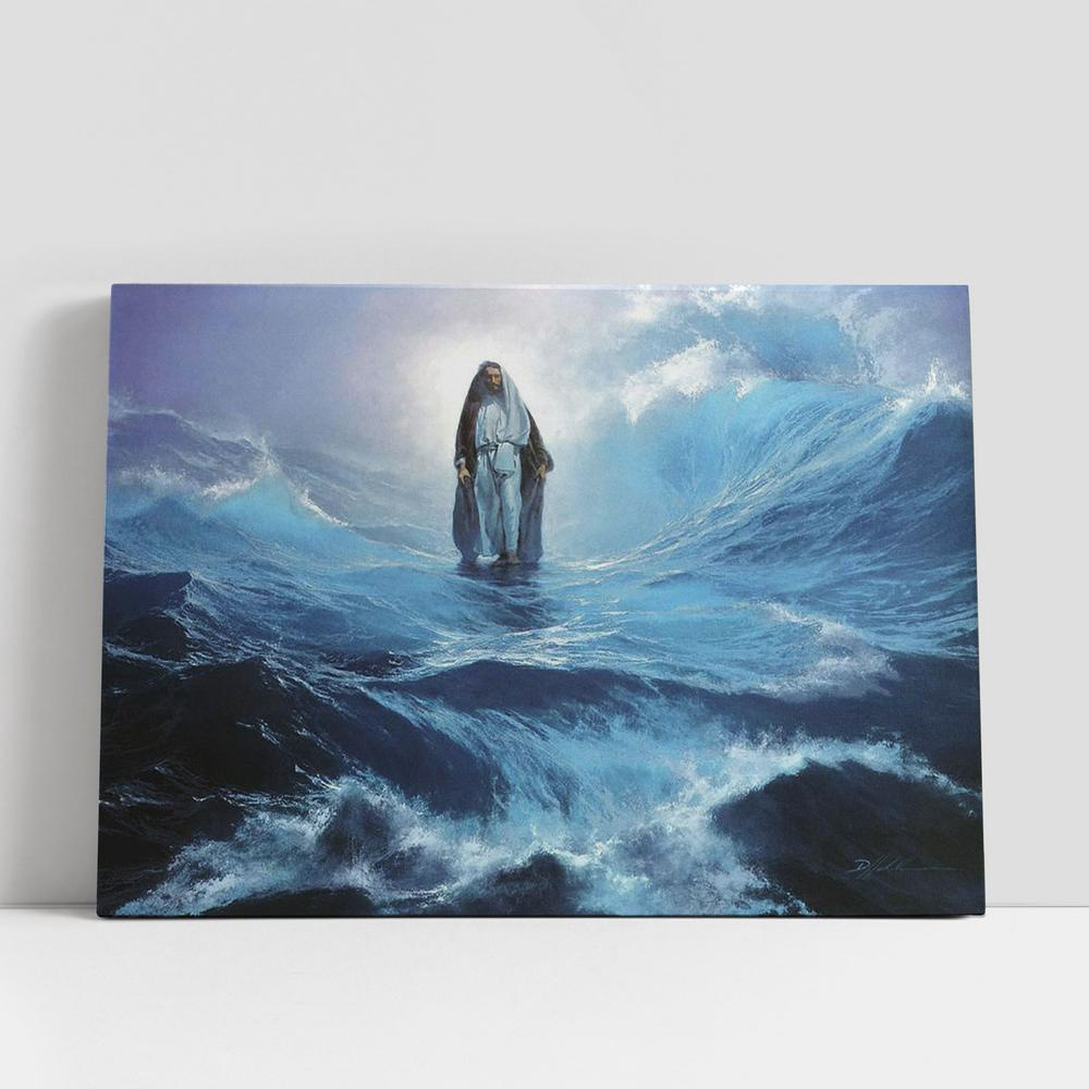 Christian Canvas Wall Art, Jesus Walking Water Canvas Pictures, Faith Art, Christian Canvas Art