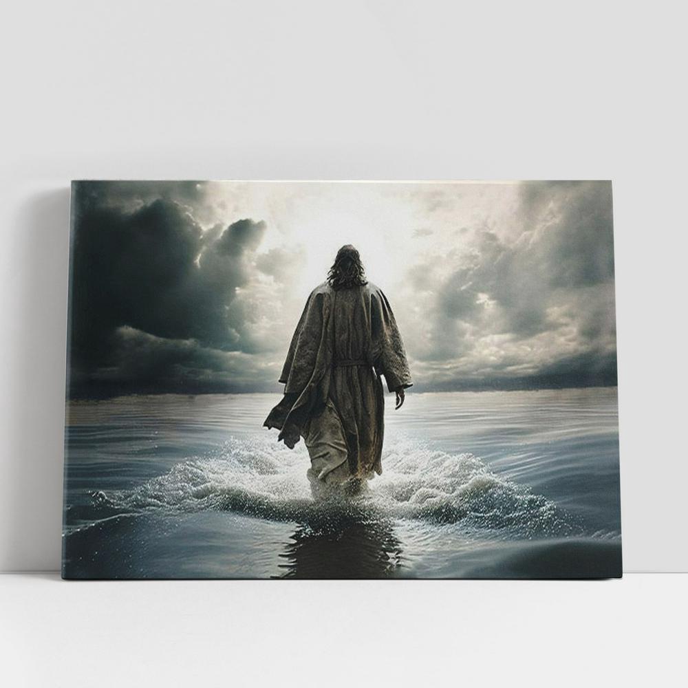 Christian Canvas Wall Art, Jesus Walking Water Canvas Prints, Christian Gifts Home Decor, Christian Canvas Art