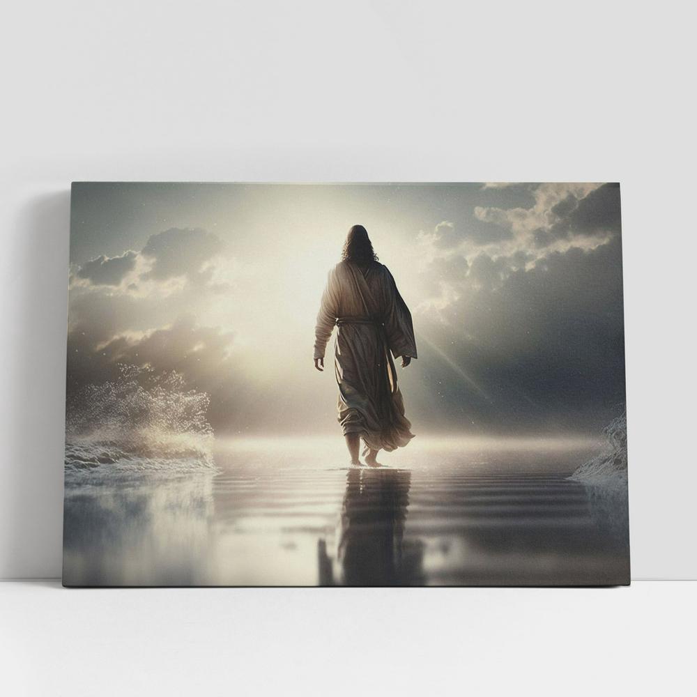 Christian Canvas Wall Art, Jesus Walking Water Religious Canvas Pictures, Faith Art, Christian Canvas Art
