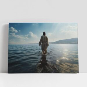 Christian Canvas Wall Art, Jesus Walking Water…