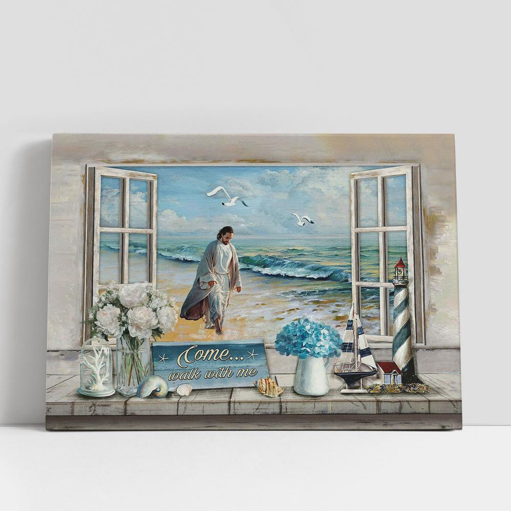 Christian Canvas Wall Art, Jesus Walks Come Walk With Me Canvas Art, Bible Verse Wall Art, Christian Canvas Art