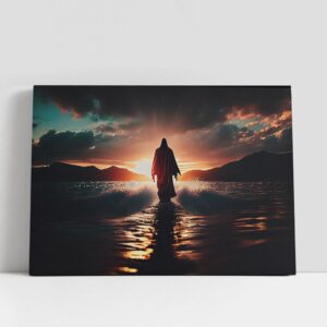Christian Canvas Wall Art, Jesus Walks Water…