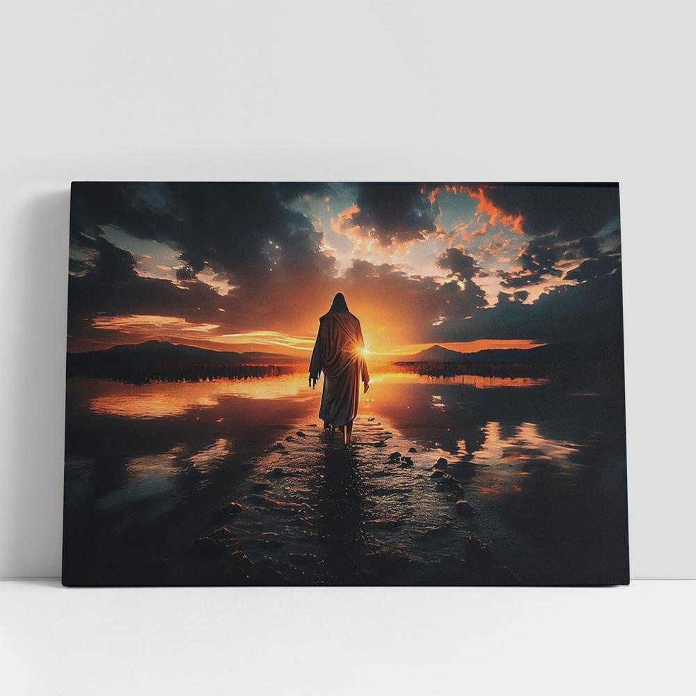 Christian Canvas Wall Art, Jesus Walks Water Sunset Canvas Pictures, Faith Art, Christian Canvas Art Christian Canvas Wall Art, Jesus Walks Water Sunset Canvas Pictures, Faith Art, Christian Canvas Art