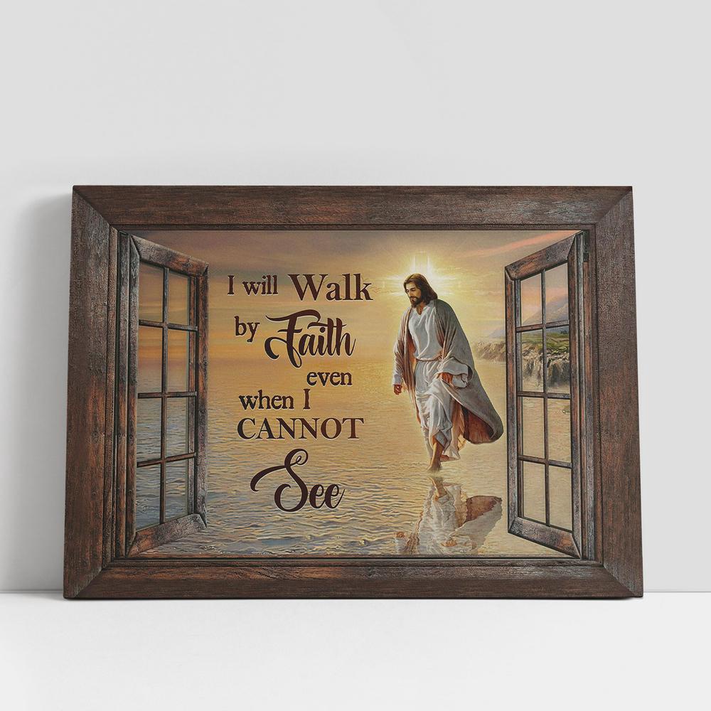 Christian Canvas Wall Art, Jesus Walks on beach Canvas, I will walk by faith Canvas Wall Art, Christian Canvas Art Christian Canvas Wall Art, Jesus Walks on beach Canvas, I will walk by faith Canvas Wall Art, Christian Canvas Art