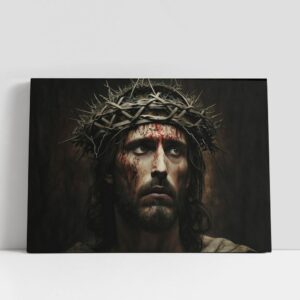 Christian Canvas Wall Art, Jesus With Crown…