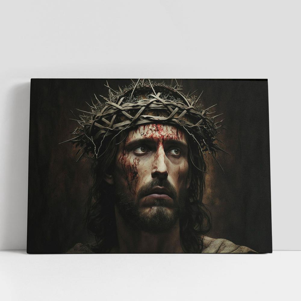 Christian Canvas Wall Art, Jesus With Crown Thorns Easter Crucification Resurrection Canvas Pictures, Faith Art, Christian Canvas Art Christian Canvas Wall Art, Jesus With Crown Thorns Easter Crucification Resurrection Canvas Pictures, Faith Art, Christian Canvas Art
