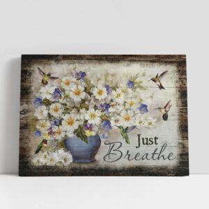 Christian Canvas Wall Art, Just Breathe Bacopa…