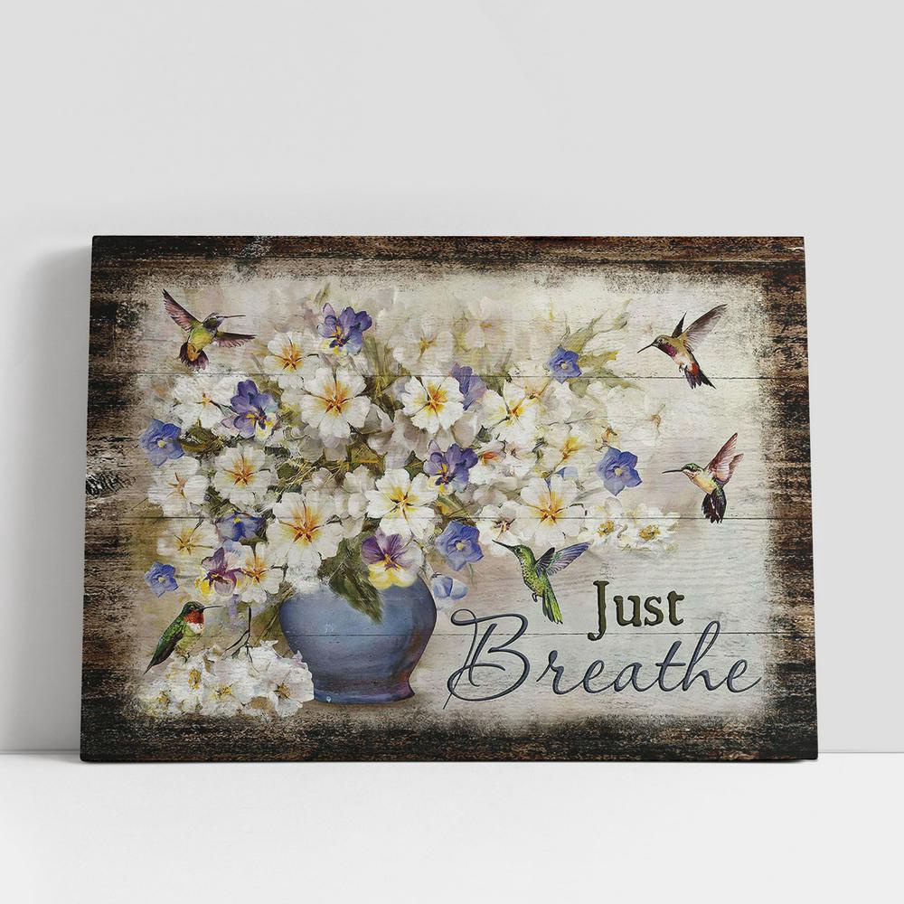 Christian Canvas Wall Art, Just Breathe Bacopa Plant Hummingbirds Canvas Wall Art, Christian Canvas Art Christian Canvas Wall Art, Just Breathe Bacopa Plant Hummingbirds Canvas Wall Art, Christian Canvas Art