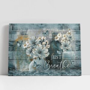 Christian Canvas Wall Art, Just Breathe Camellia…
