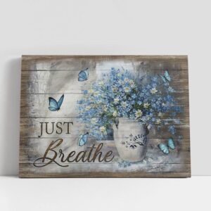Christian Canvas Wall Art, Just Breathe Daisy…