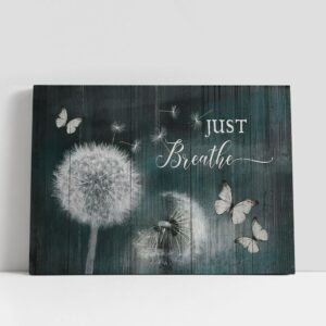 Christian Canvas Wall Art, Just Breathe Dandelion…