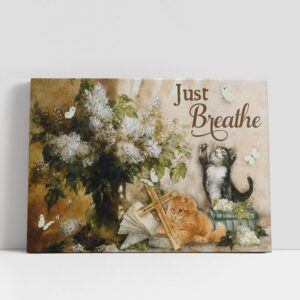 Christian Canvas Wall Art, Just Breathe Flower…
