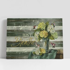 Christian Canvas Wall Art, Just Breathe Green…