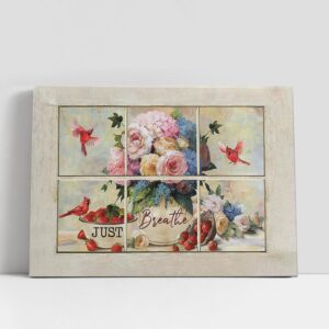 Christian Canvas Wall Art, Just Breathe Rose…