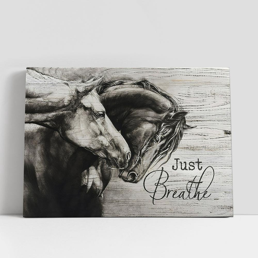 Christian Canvas Wall Art, Just Breathe The Amazing Horses Wall Art Canvas, Gifts For Horse Lovers, Christian Canvas Art