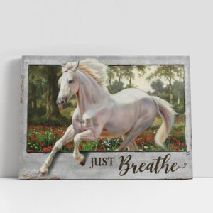 Christian Canvas Wall Art, Just Breathe White…