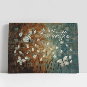 Christian Canvas Wall Art, Just Breathe White…