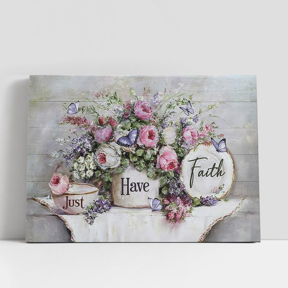 Christian Canvas Wall Art, Just Have Faith Flower Purple Butterfly Canvas Art, Christian Gifts Wall Art Decor Christian Canvas Wall Art, Just Have Faith Flower Purple Butterfly Canvas Art, Christian Gifts Wall Art Decor