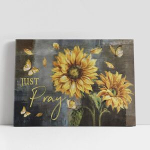Christian Canvas Wall Art, Just Pray Sunflower…