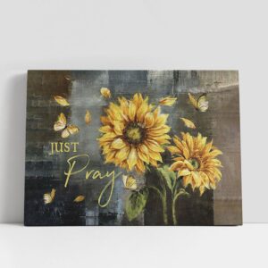 Christian Canvas Wall Art, Just Pray Sunflower…
