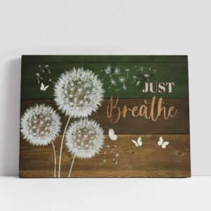 Christian Canvas Wall Art, Just breathe Dandelion…